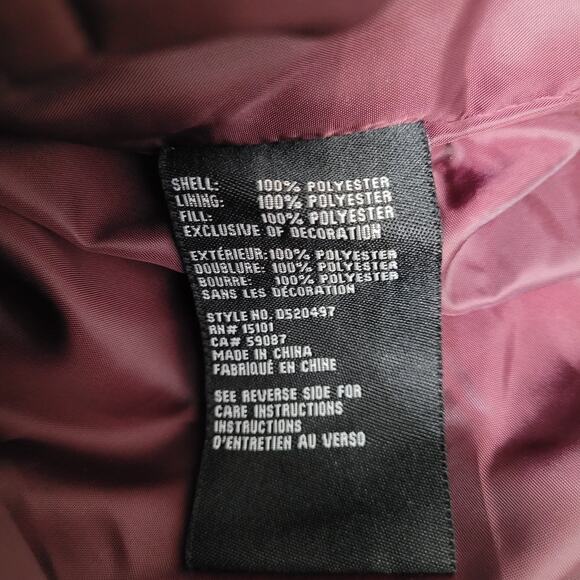 NWT Intl Details Womens Cozy Burgundy Full Zip Snap Hooded Puffer Jacket Size L - Picture 8 of 8